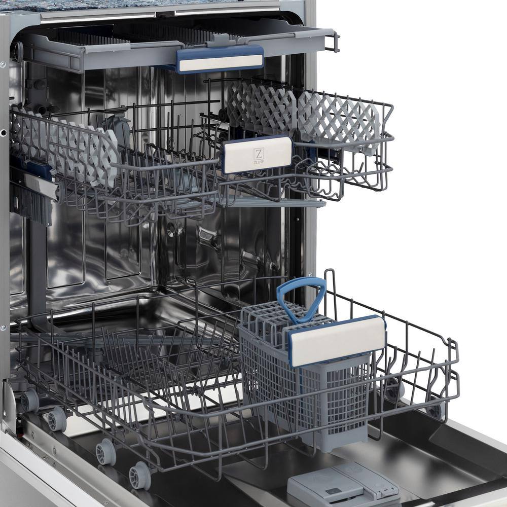 ZLINE Kitchen and Bath Tallac Series 24 in. Top Control 8-Cycle Tall Tub Dishwasher w 3rd Rack in Stainless Steel DWV-304-24