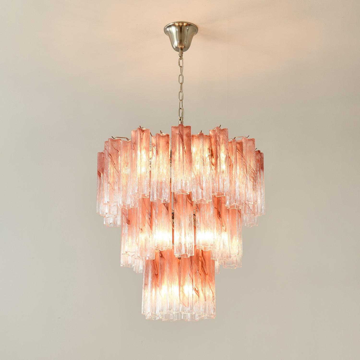 Pink Glass Tubes Chandelier