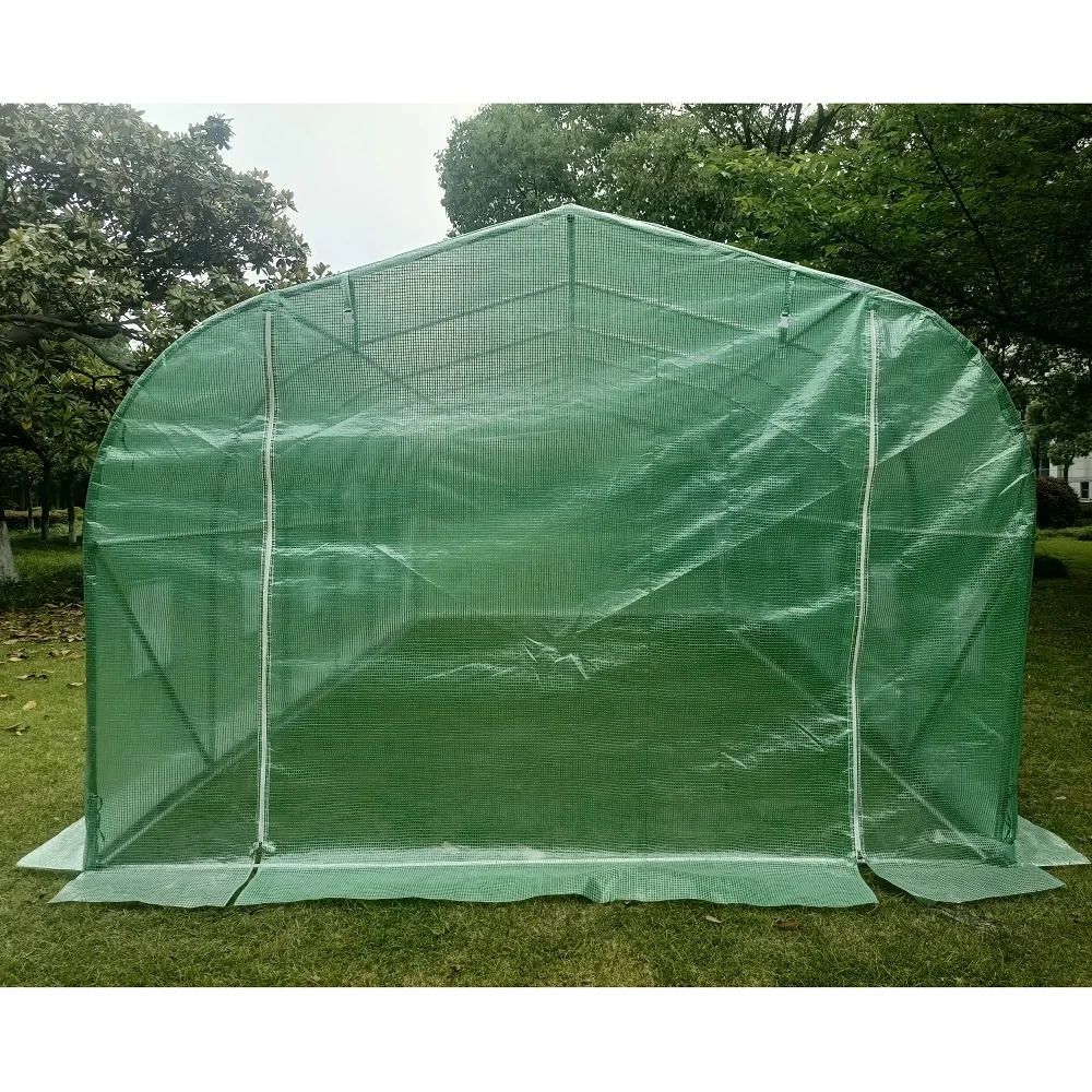 Factory supply spire top chinese style green house kit walk in polytunnel metal frame vegetable greenhouse equipment