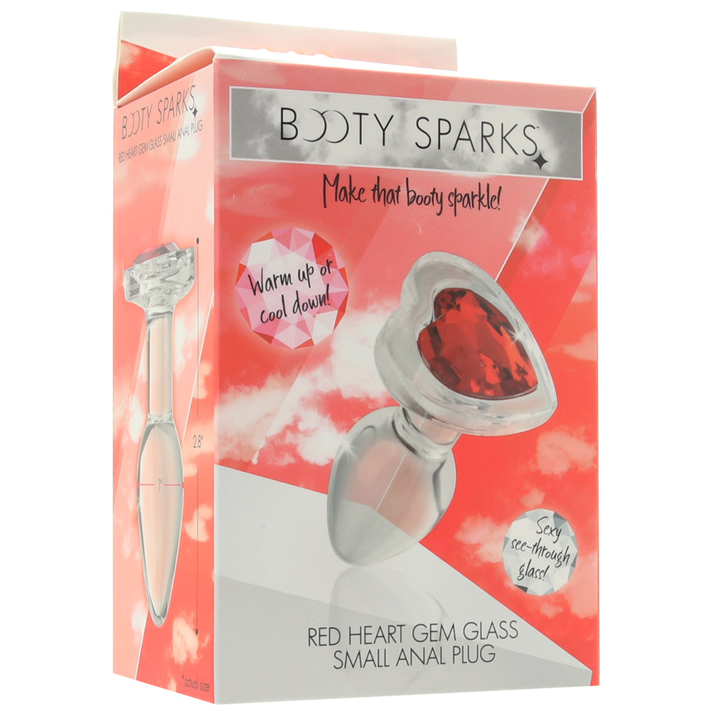 Booty Sparks Red Heart Gem Glass Anal Plug in Small