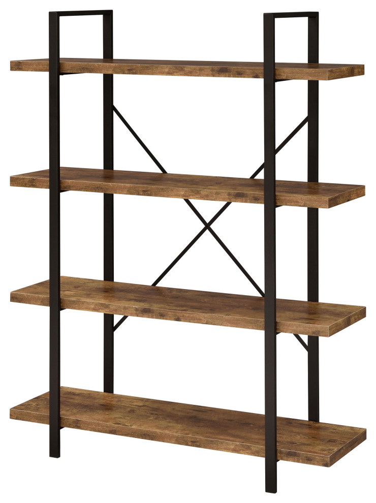 Cole 4 Shelf Bookcase Antique Nutmeg and Black   Modern   Bookcases   by Modon  Houzz