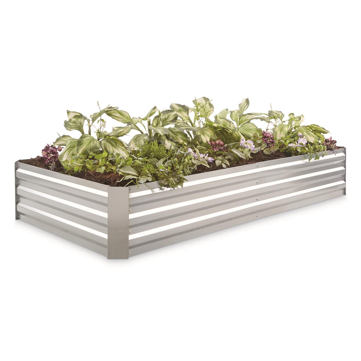 CASTLECREEK Large Galvanized Steel Raised Garden Bed Planter Box, Outdoor Flowers, Herbs, Vegetable Planting Boxes, 72"l x 36"w x 11.8"h