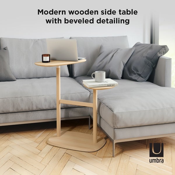 Umbra Swivo Side Table， Natural Wood