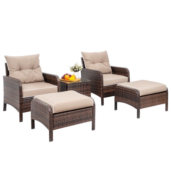 Futzca 5pc. Brown Wicker Small Patio Furniture Set