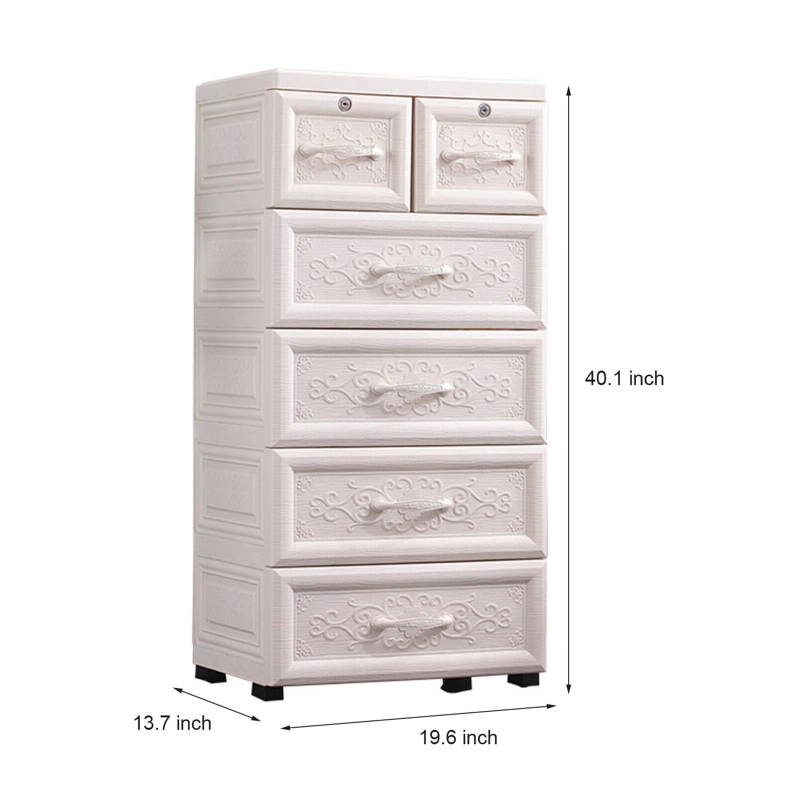 Miumaeov 5 Tier Plastic Drawers Dresser, Storage Cabinet with 6 Drawers, Sturdy Organizer Unit ,Easy Pull Closet Drawers,Storage Cabinet for Clothing, Bedroom, Playroom, Closet Drawers