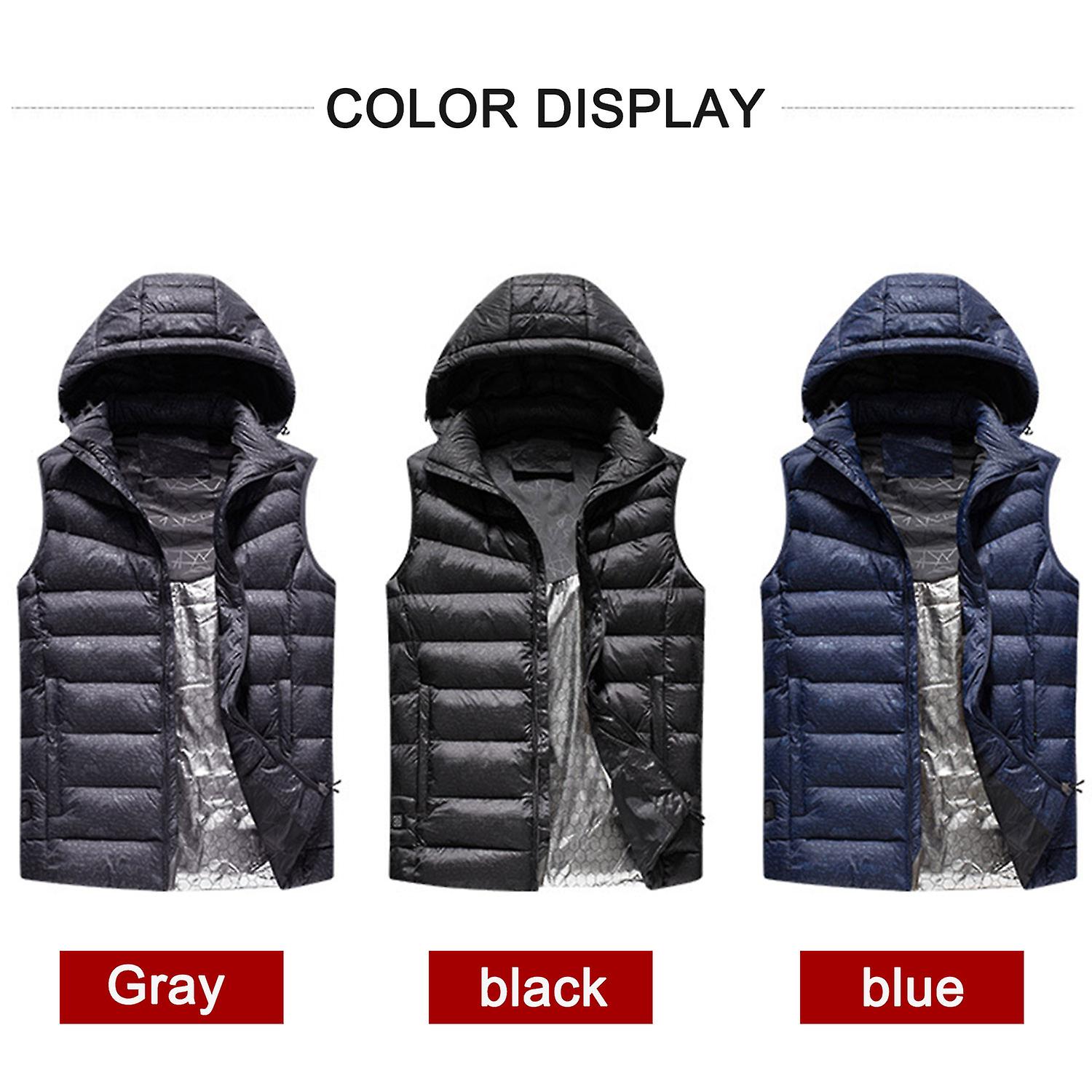 Blue Bl2xl Usb Heated Warm Security Intelligent Autumn And Winter Vest With Hat Men Motorcycle Outdoor Ski Jacket Blue