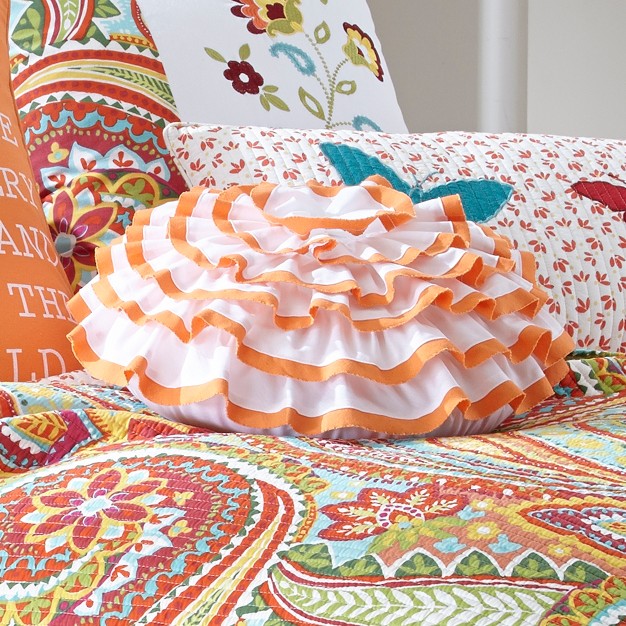 Sylvie Orange Blossom Pillow Orange amp White Levtex Home