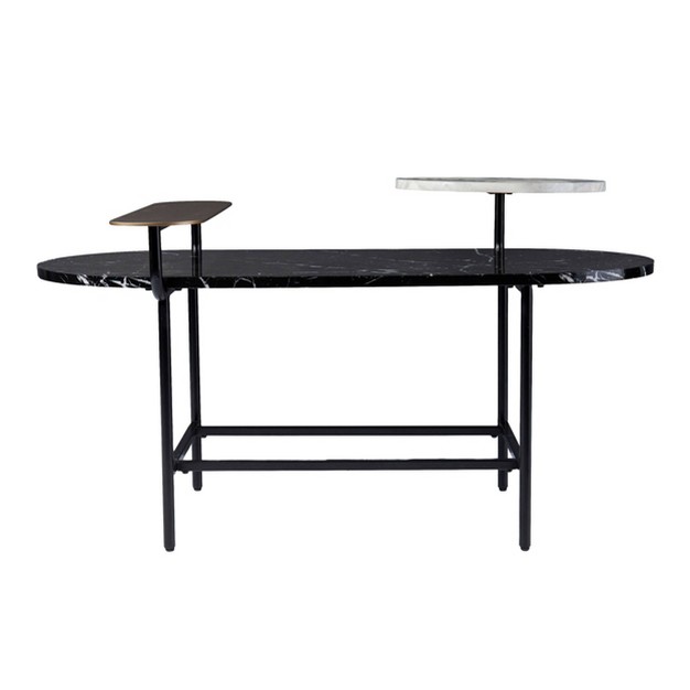 Klindells Faux Marble Cocktail Table Black gold Aiden Lane