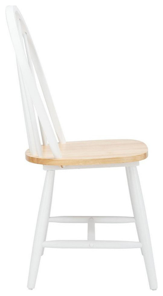 Newton Spindle Back Dining Chair  Set of 2  White/Natural   Midcentury   Dining Chairs   by Rustic Home Furniture Deco  Houzz