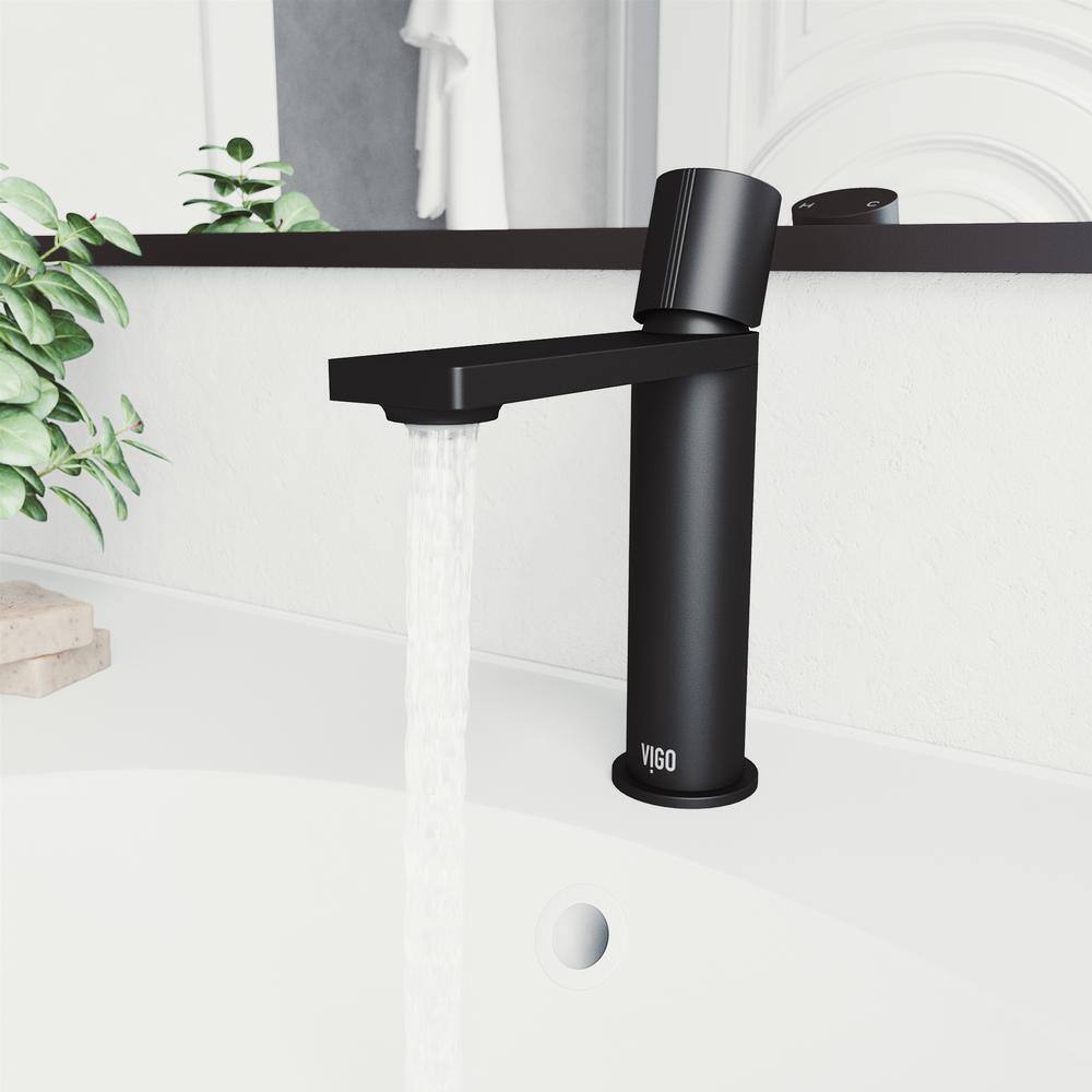 VIGO Halsey Single Handle Single-Hole Bathroom Faucet in Matte Black VG01045MB