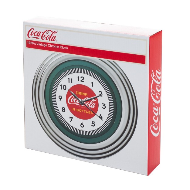 Coca cola Clock W chrome Finish 1930s Style 11 75 Inches