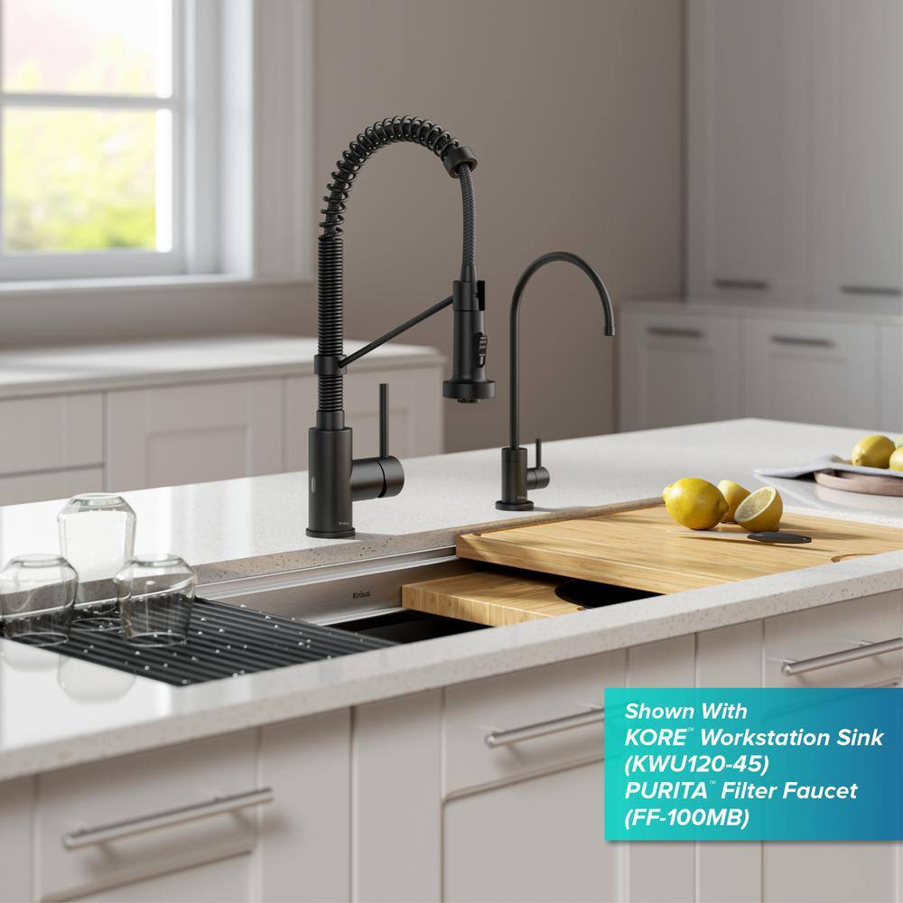 KRAUS Bolden Single Handle Pull-Down Sprayer Kitchen Faucet with Touchless Sensor in Matte Black KSF-1610MB