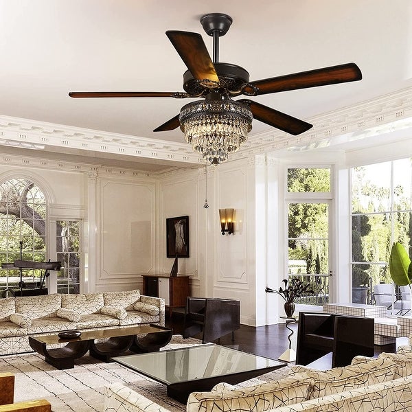 Crystal Ceiling Fan Fandelier with Lights - Modern Outdoor Ceiling Fans with Remote Control，Noiseless AC Motor， Shopping - The Best Deals on Ceiling Fans | 41540806