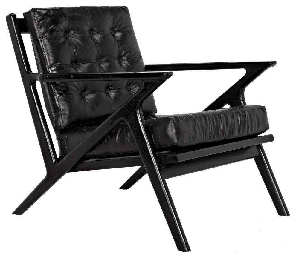 Ares Chair With Black Leather   Modern   Armchairs And Accent Chairs   by Rustic Home Furniture Deco  Houzz