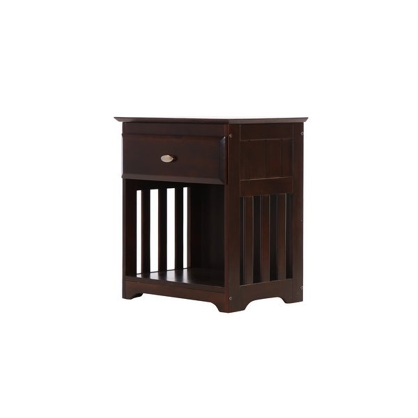 American Furniture Classics Model 82960， Solid Pine Nightstand with One Drawer and Open Storage in Dark Espresso - - 33790711