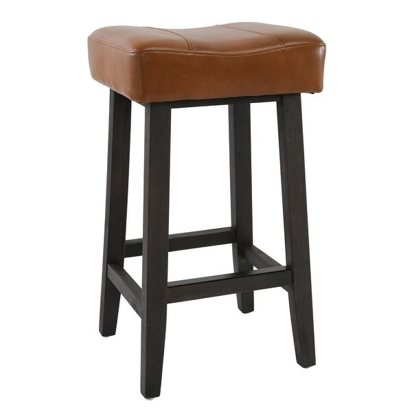 26 Inch Wooden Frame Leatherette Backless Counterstool， Brown