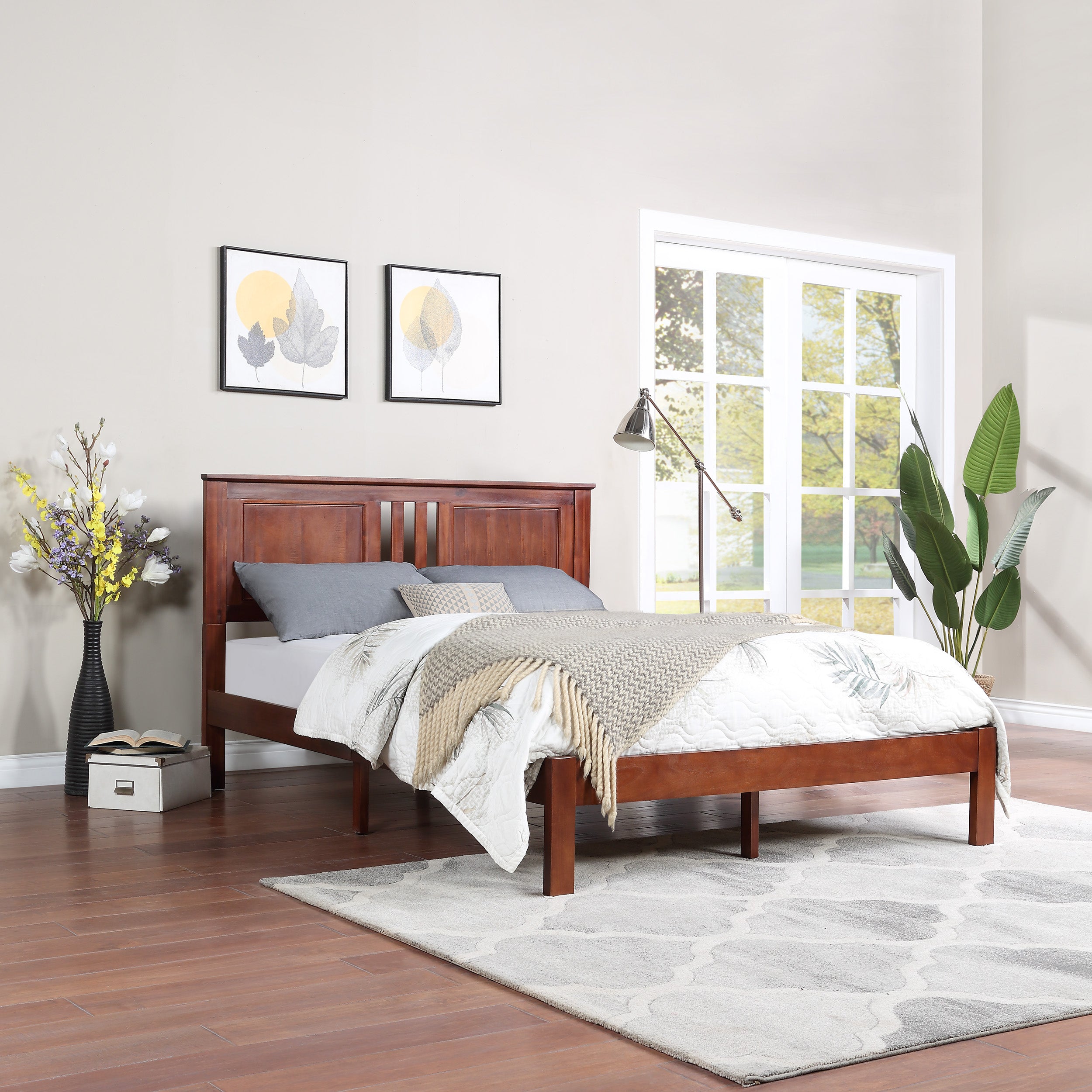 Kashtyn Modern Farmhouse Acacia Wood Queen Bed Platform