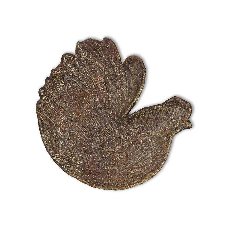 7.5 Bronze Rustic Hand Crafted Chicken Table Top Serving Tray