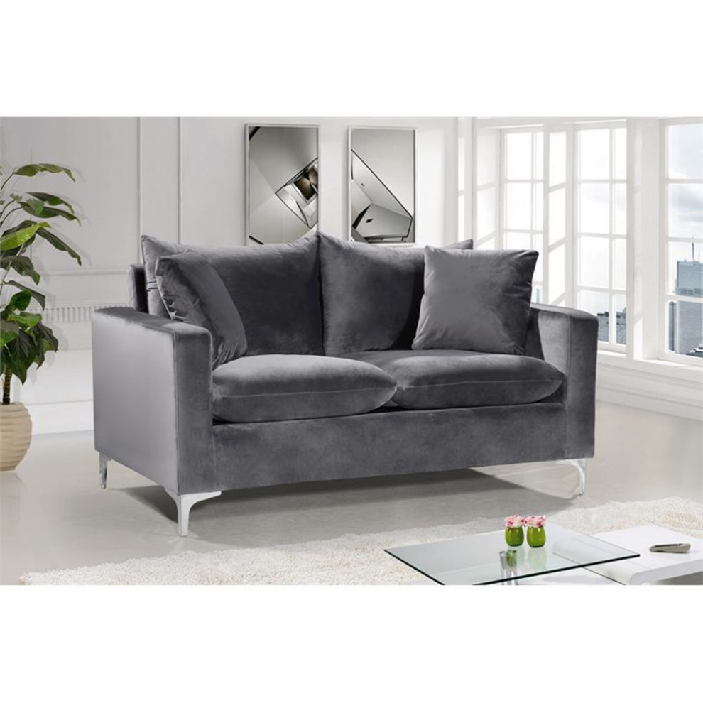 Home Square 2 Piece Set with Contemporary Velvet Loveseat and Sofa in Gray   Living Room Furniture Sets   by Homesquare  Houzz