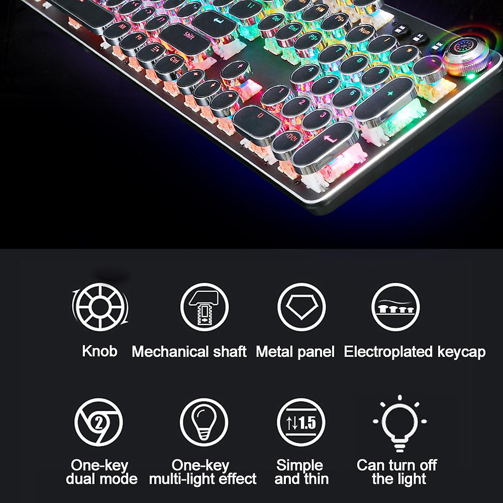 104 Keys Retro Style Electroplated Keyboard Gaming Mechanical Keyboard With Lighting Effect