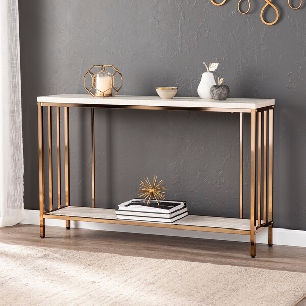 SEI Furniture Ham Faux Stone Console Table