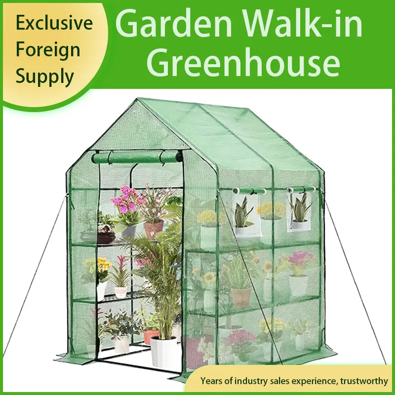 Walk in 57 x 57 x 77 Inch Greenhouse with  3 Tier 8 Shelves Windows  Anchors  Plant Garden HouseInsulation Greenhouse