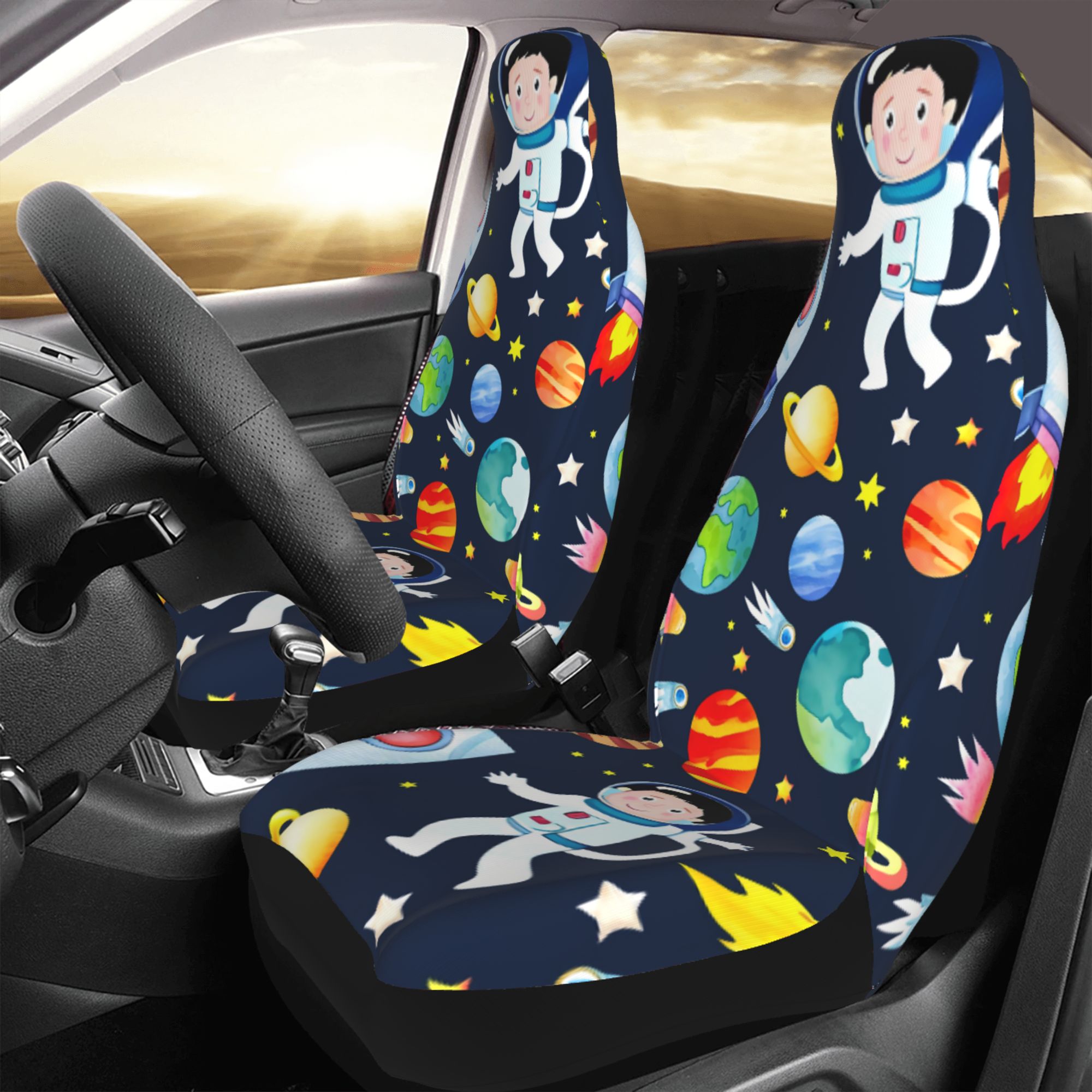 ZICANCN Car Seat Cover Space Tourism Car Front Seat Covers Protectors ， Automotive Seat Covers for Cars Trucks Suv