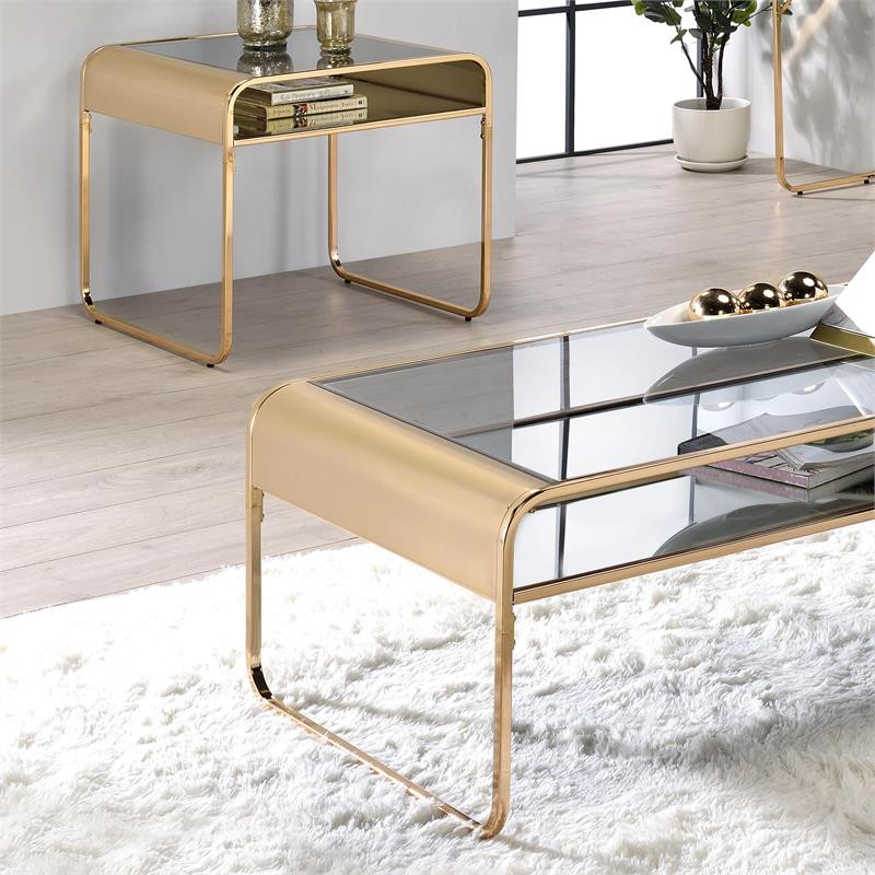 Furniture of America Mexller Contemporary Glass Top Coffee Table in Gold   Contemporary   Coffee Tables   by Homesquare  Houzz