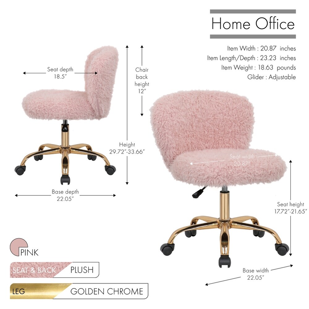 Porthos Home Itzel Armless Office Chair  Plush Fabric  Gold Legs