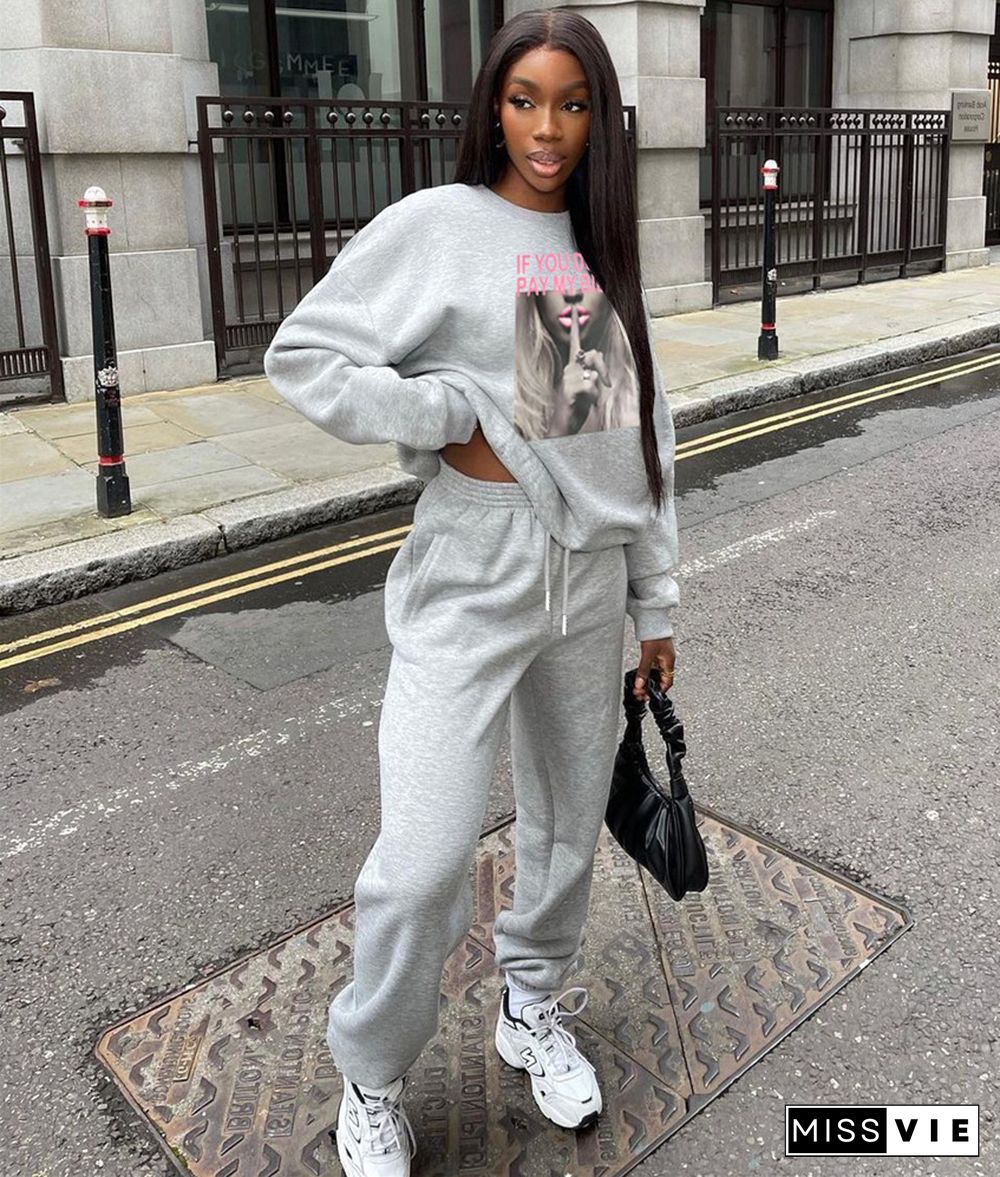 Casual Loose Sweatshirt Joggers Pants Tracksuit