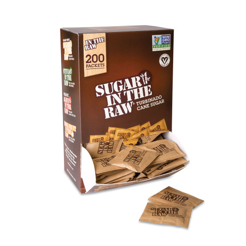 Sugar in the Raw Unrefined Sugar Made From Sugar Cane， 200 Packets/Box (00319)