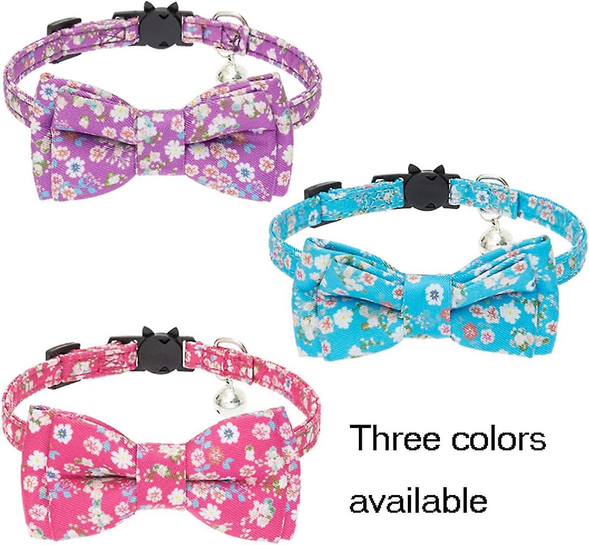 Breakaway Cat Collar With Bow Tie And Bell， Safety Adjustable Cat Collars Accessories For Pet Collars， Adjustable For Cats And Small Dogs(blue) Blue -