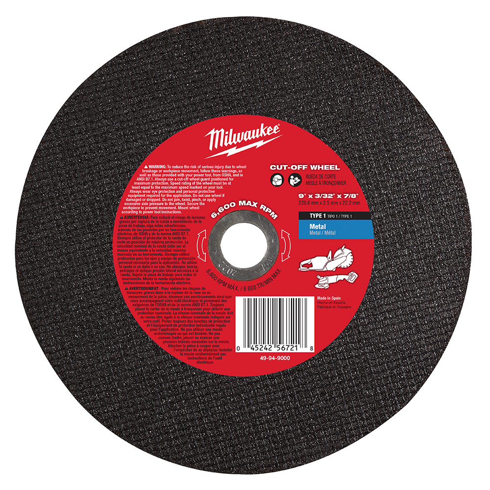 Milwaukee 9 X 3/32 X 7/8 Metal Cut-Off Wheel 49-94-9000 from Milwaukee