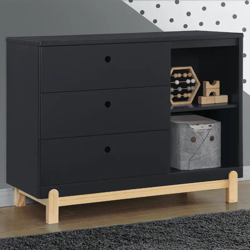 Poppy Dark Gray Dresser with Cubbies