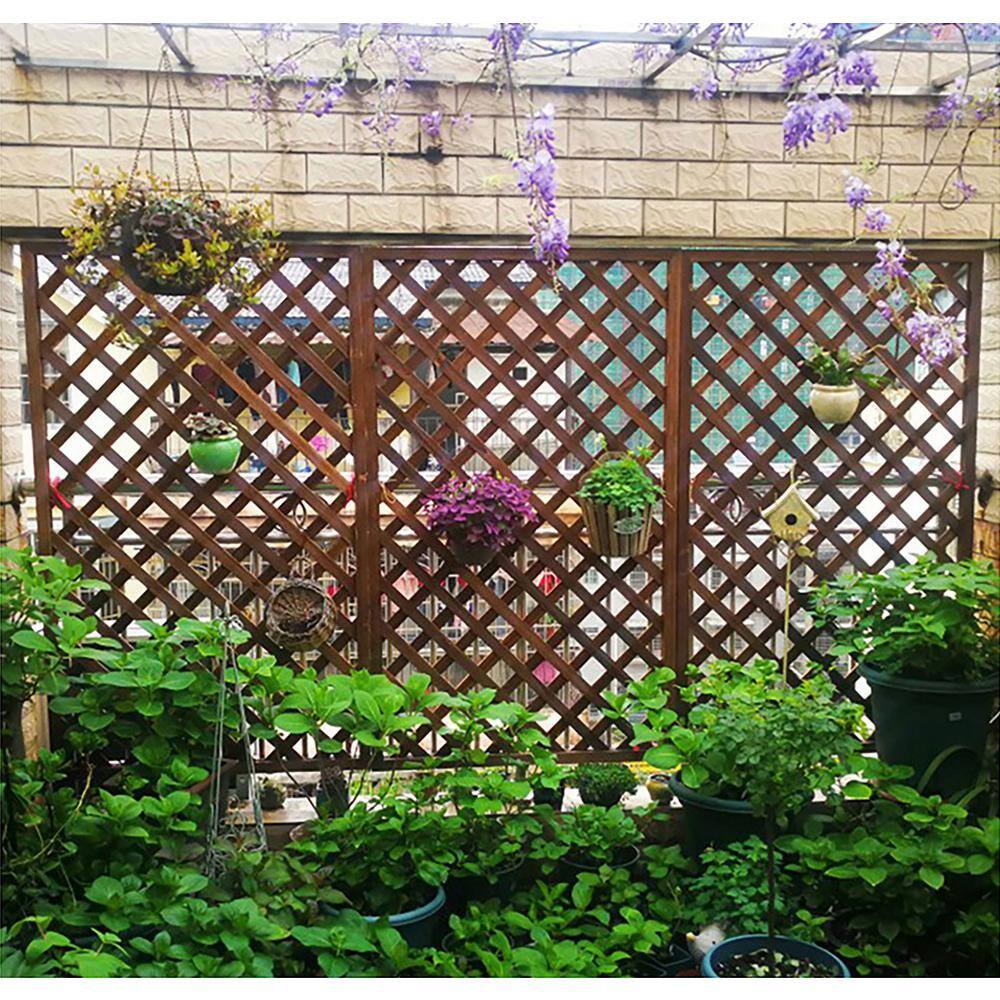 Ejoy 2 ft. x 6 ft. Wood Trellis Lattice Screen Privacy Fence (Set of 3-Pieces) WoodFence_24x72Diamond_3pc