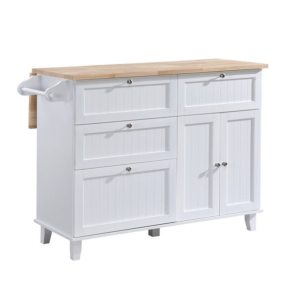 3-Piece Kitchen Island Set with Drop Leaf and 2 Seatings， Dining Table Set with Storage Cabinet， Drawers and Towel Rack