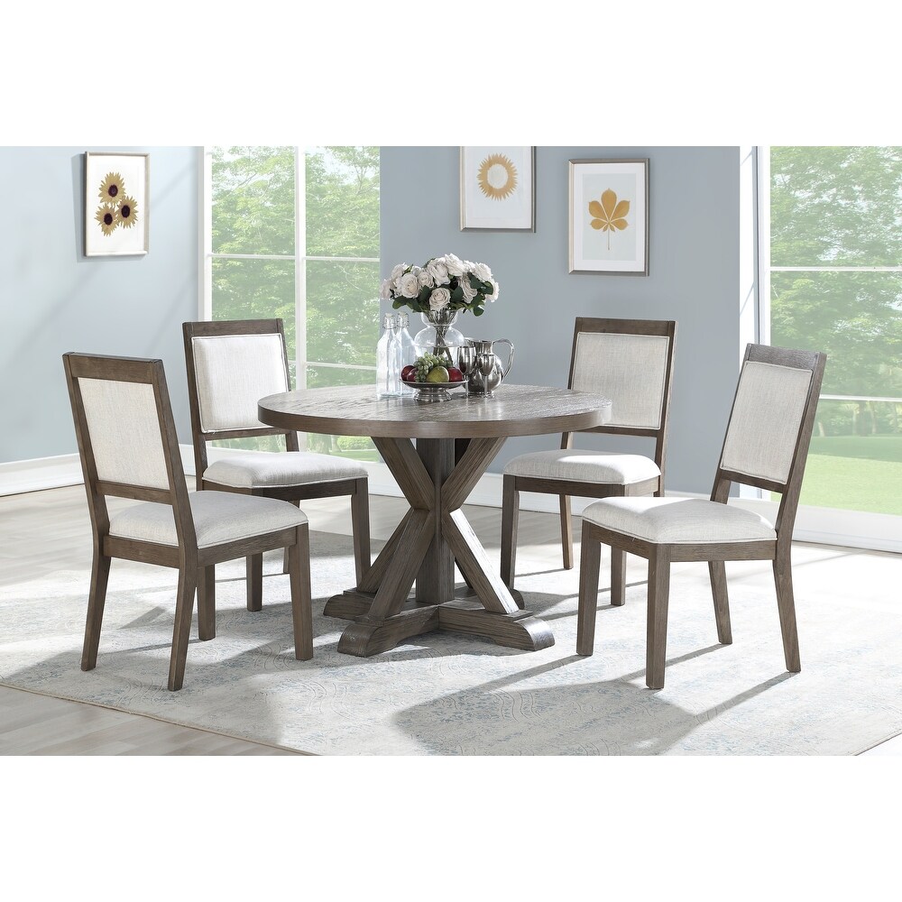 The Gray Barn Morgause Grey Oak Round 5 piece Dining Set