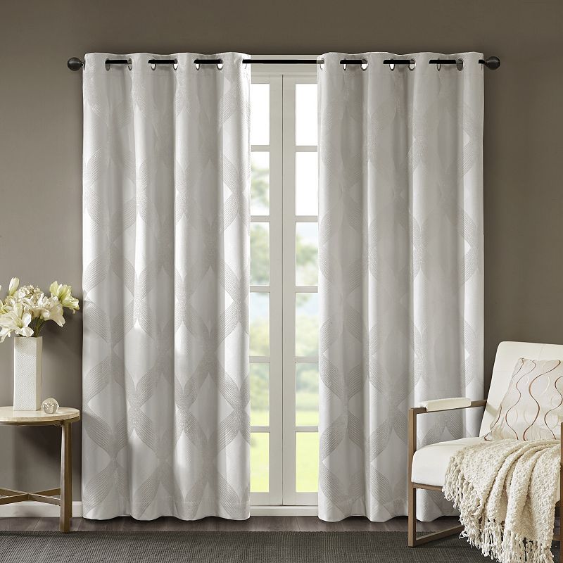 SunSmart Abel Ogee Knitted Jacquard 100% Blackout 1 Window Curtain Panel