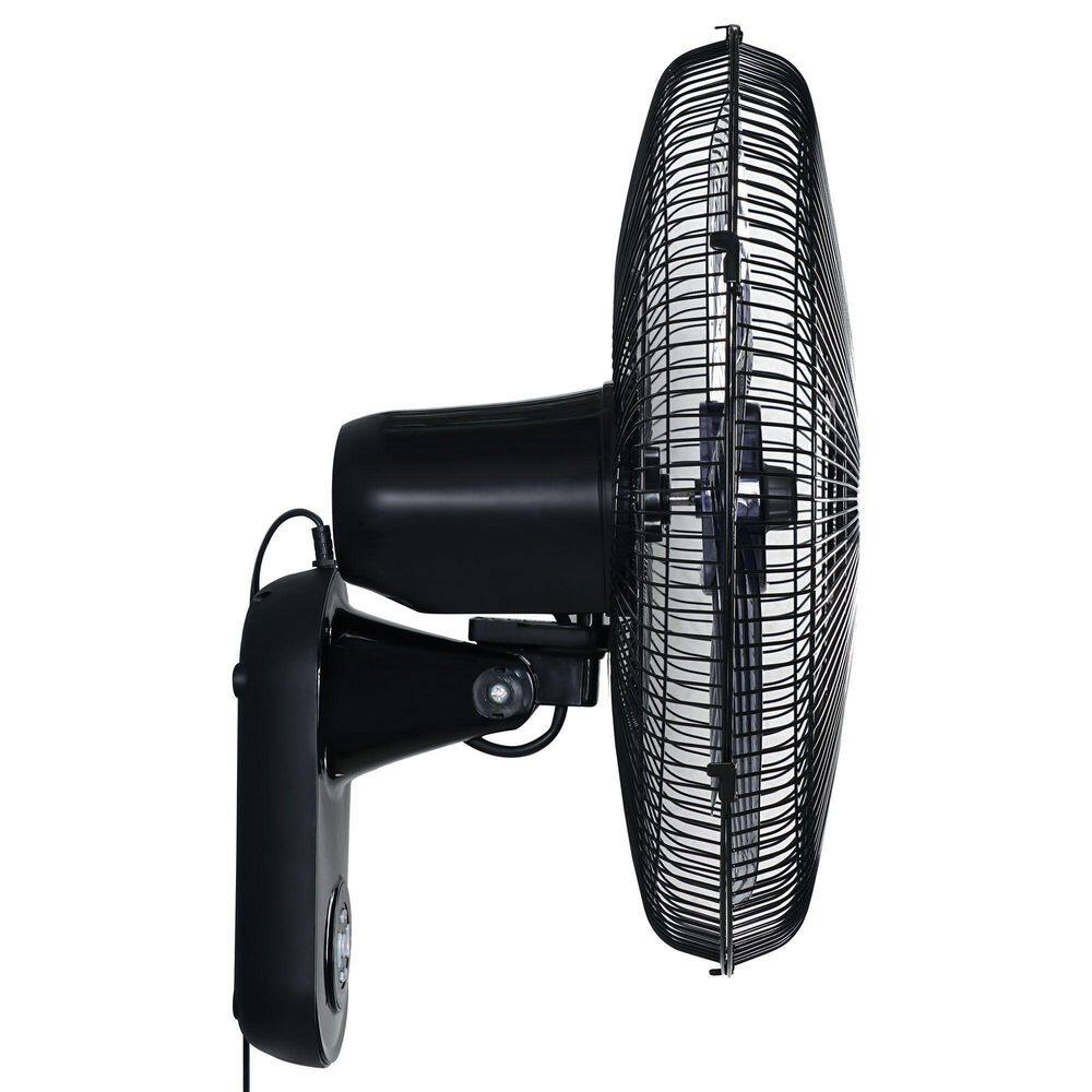 Tidoin 18 in. Black 3-Speed Mounted Wall Fan with 90 Degree Horizontal Oscillating 4 Hours Timer and 5 Blade DHS-YDW1-8255