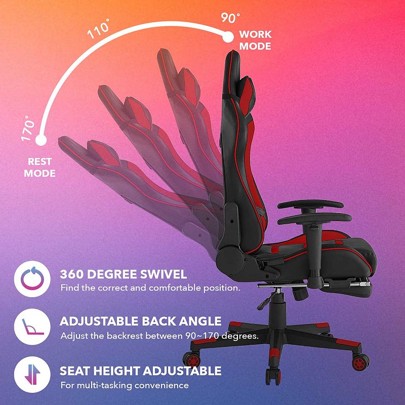 Doris Game Chair Swivel， Adjustable Back Angle， Seat Height and Armrest