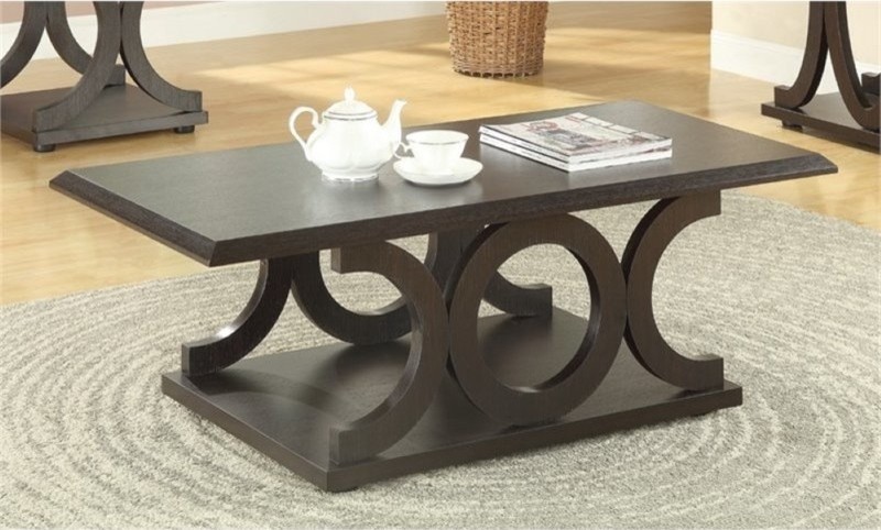 Bowery Hill Casual Coffee Table in Cappuccino   Coffee Tables   by Homesquare  Houzz