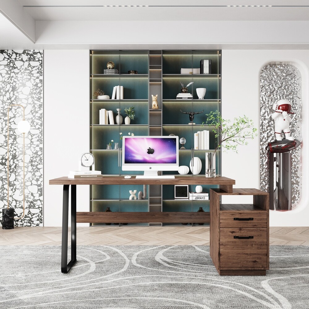 Home Office Computer Desk with Drawers/Hanging Letter size Files