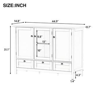 Tileon 44.9 in. W x 14.8 in. W x 31.1 in. H in Blue MDF Ready to Assemble Kitchen Cabinet with Solid Wood Legs AYBSZHD570