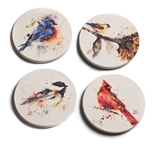 Big Sky Carvers Dean Crouser Watercolor Songbird Coasters， Set of 4