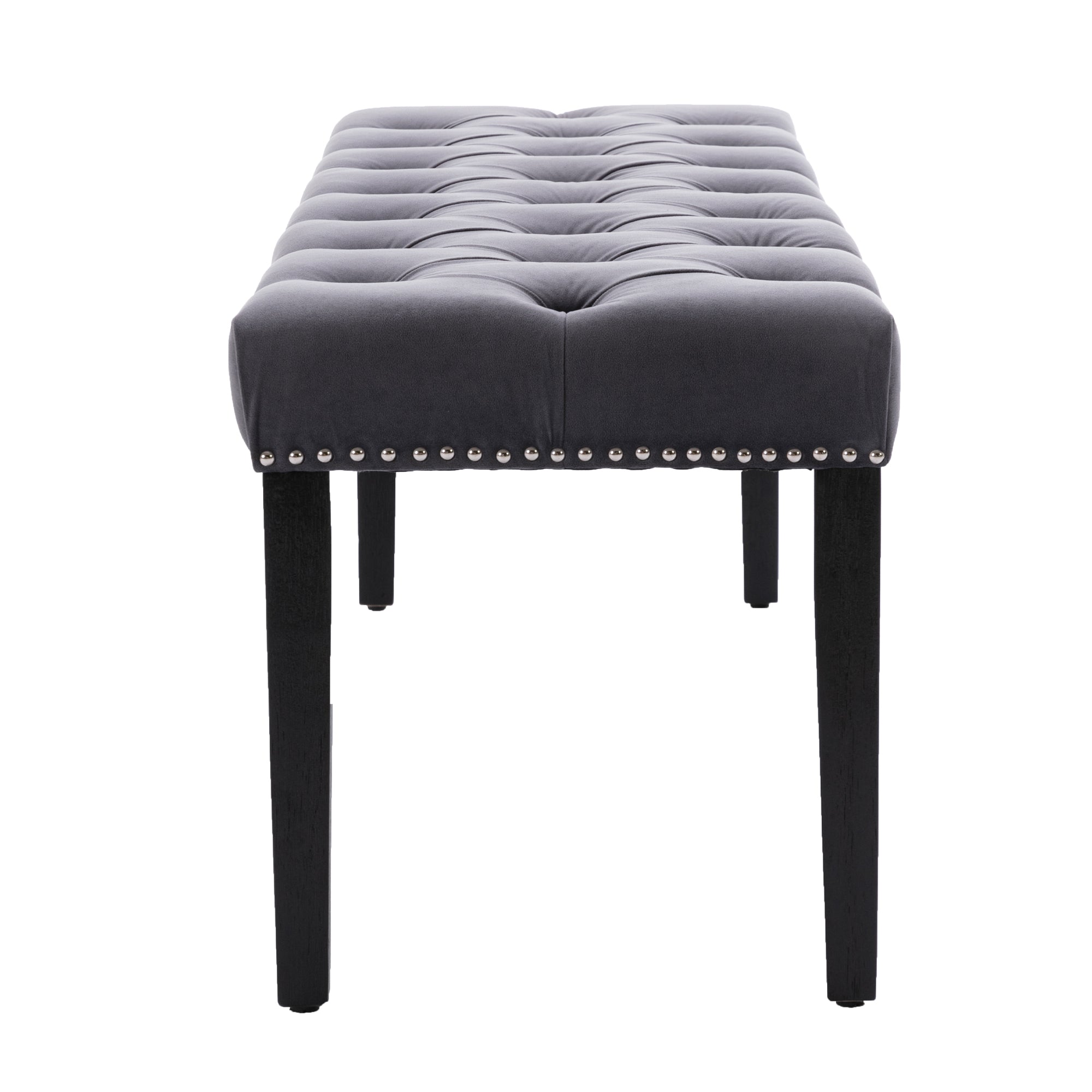 Docooler Upholstered Tufted Bench Ottoman ,  Dining Bench Bedroom Bench  Footrest Stool Accent Bench for Entryway Dining Room Living Room, Dark gray