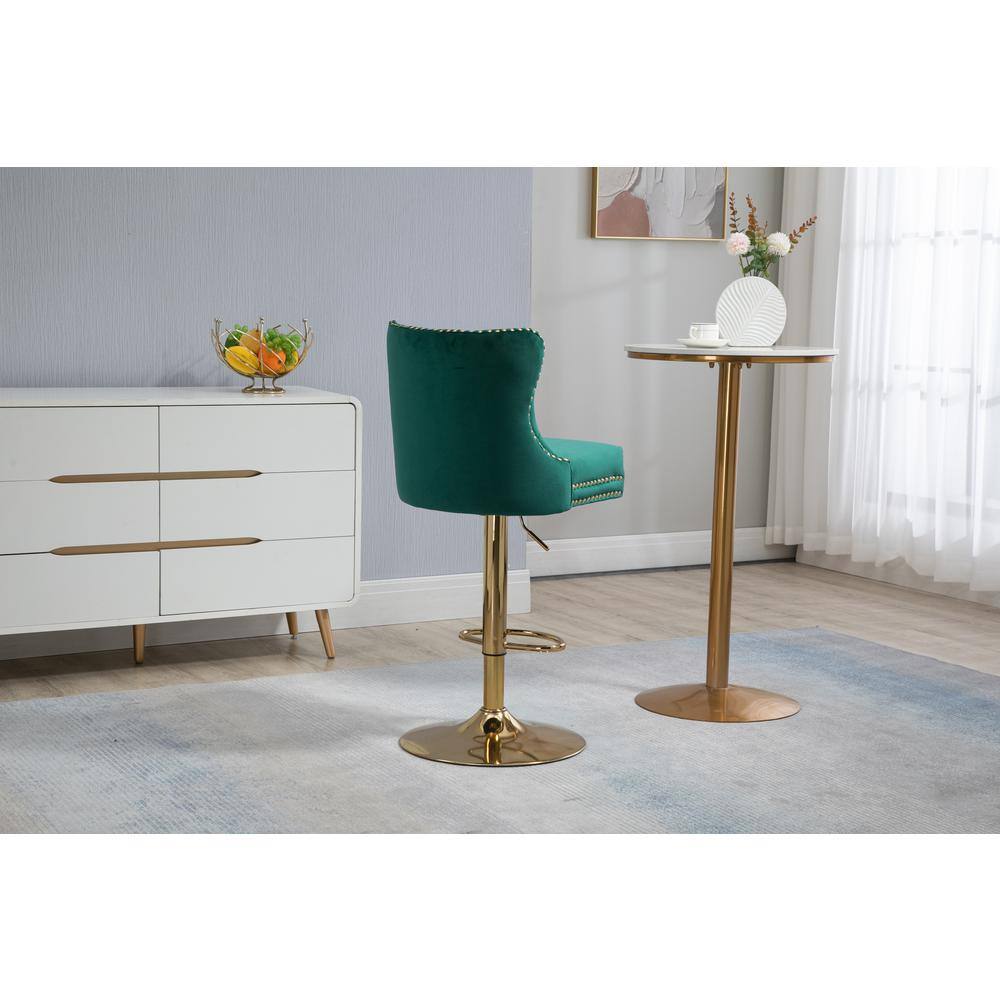 ZIRUWU 46.46 in.Emerald Metal Bar Stool with Back and Footrest Counter Height bar Chairs ZZQ-JBY721A24