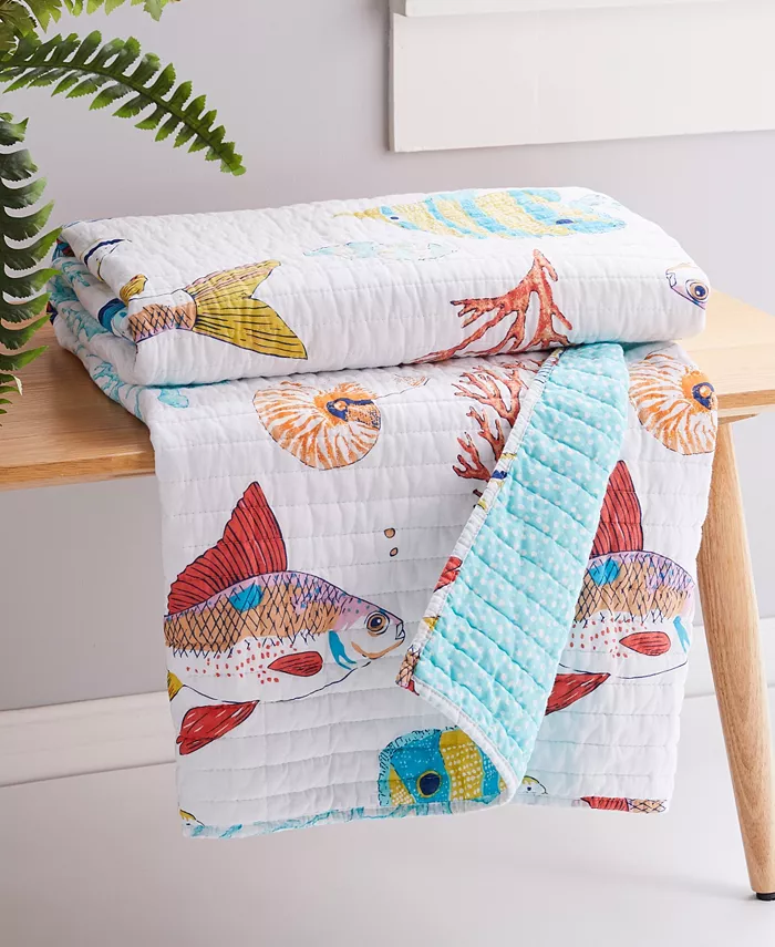 Levtex Barrier Reef Embroidered Quilted Throw， 50 x 60