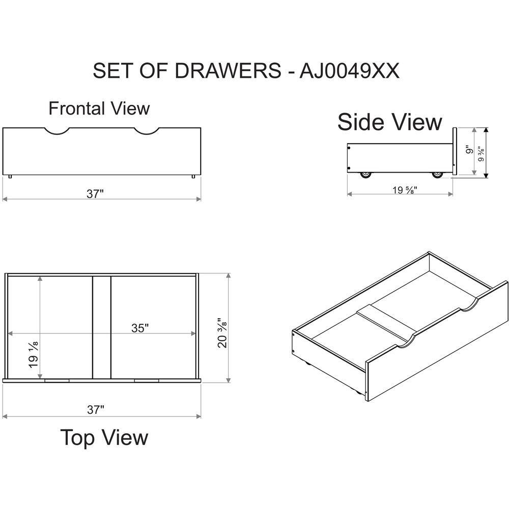 Alaterre Furniture Alaterre 37 in. W x 9.375 in. H Chestnut Under Bed Storage Drawer (Set of 2) AJ004970