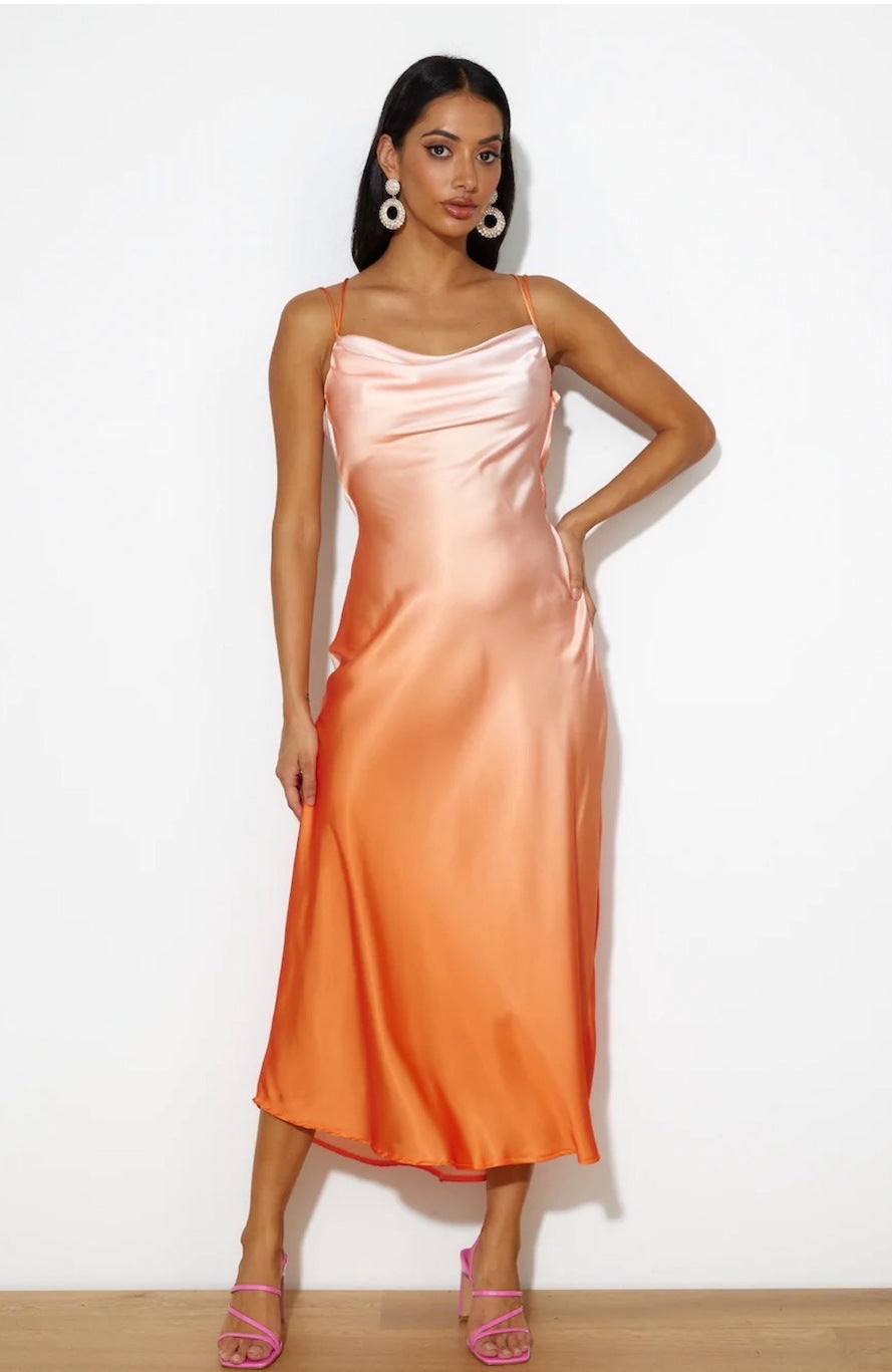 Luxe Ombre Midi Dress Orange