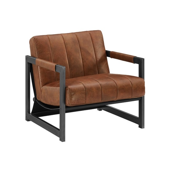 Art Leon Genuine Leather Accent Arm Chair